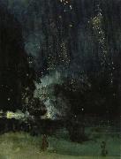 James Abbott Mcneill Whistler nocturne i svart och guld den fallande raketen USA oil painting artist
